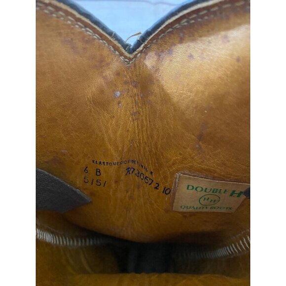 Vintage Double H Women's Brown Leather Cowboy Boots - 6B - Picture 13 of 15